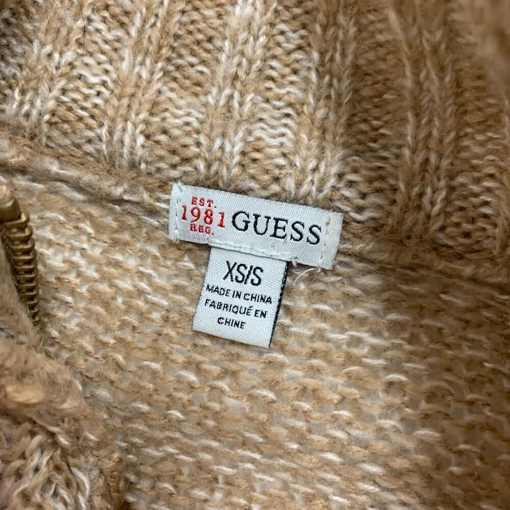 Guess Knit Acrylic Poncho Sweater Womens XS/S Toggle Buttons Zip Up Shawl Collar